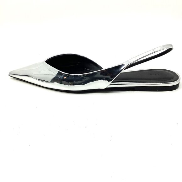 Zara Metallic Silver Flats - Picture 1 of 8